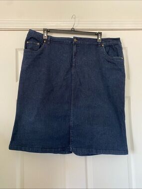 Classic Dark Blue Denim Skirt - Women's Casual A-Line
